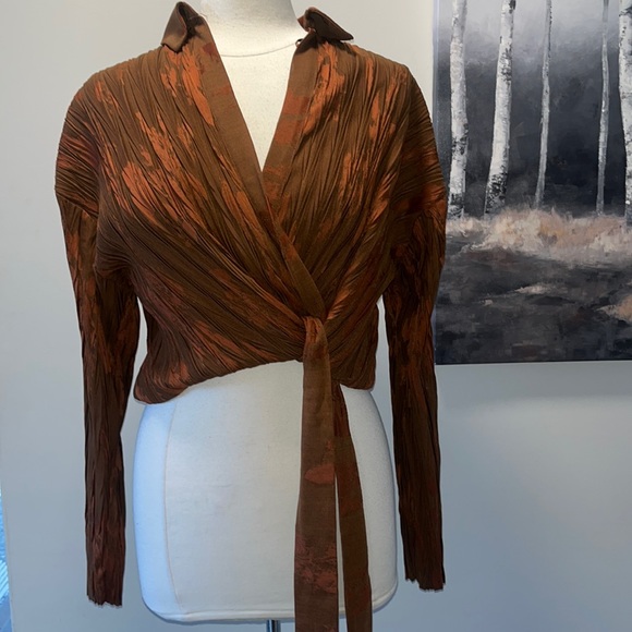 Zara NWT brown wrap blouse - Picture 1 of 5